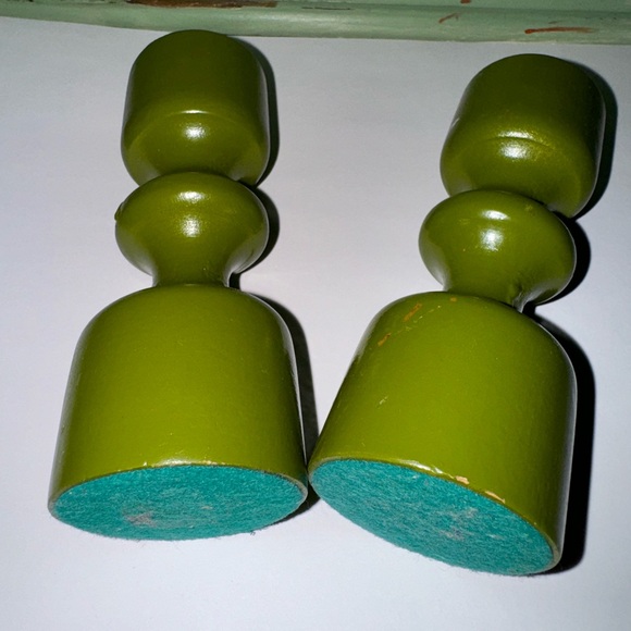 Vintage Retro MCM Wooden Candle Stick Holders - Picture 2 of 4